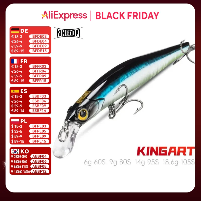 Kingdom kingart тонущие рыболовные приманки для гольяна 6 г 9 г 14 г 18