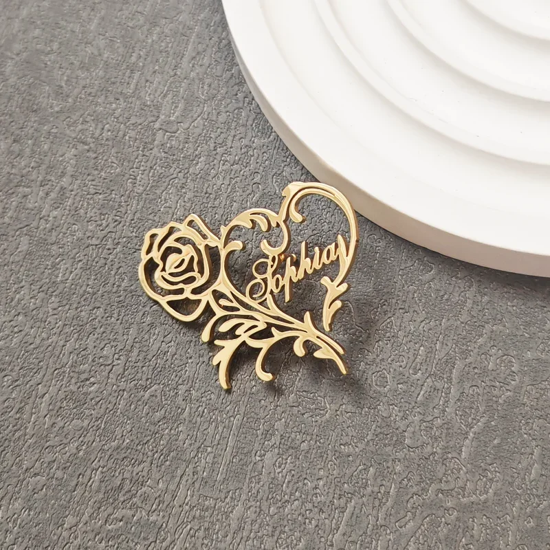 Брошь с именем розы и сердца на заказ - Фотография_6