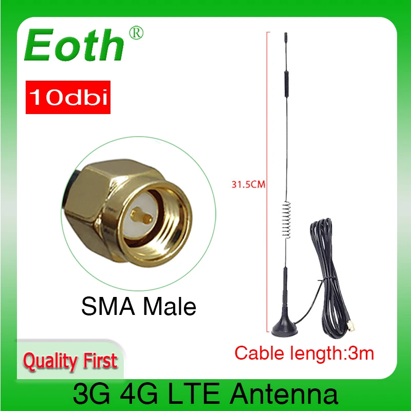 Антенна eoth 3g 4g lte 10dbi sma «папа»