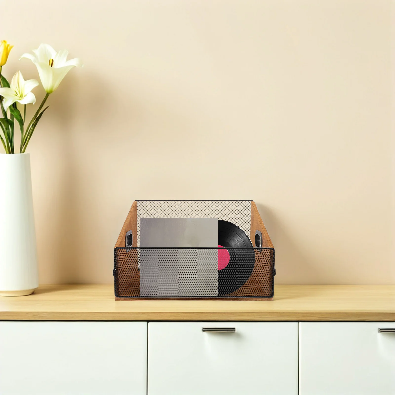 Деревянный ящик для хранения виниловых пластинок - Фотография_3