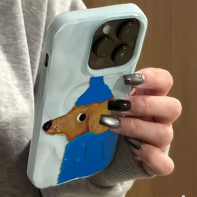 Blue hat puppy folds texture soft - Фотография_2