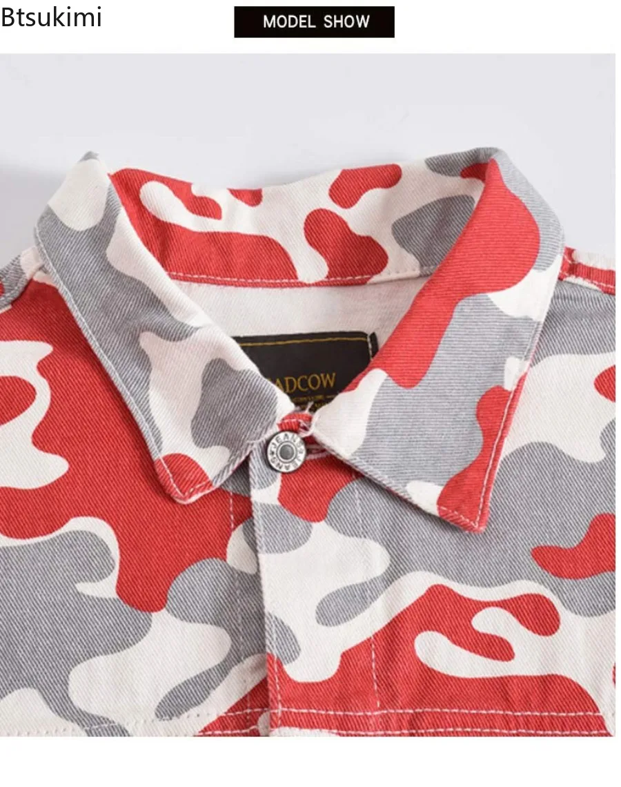 Весенне-осенние мужские модные джинсовые куртки - Фотография_4