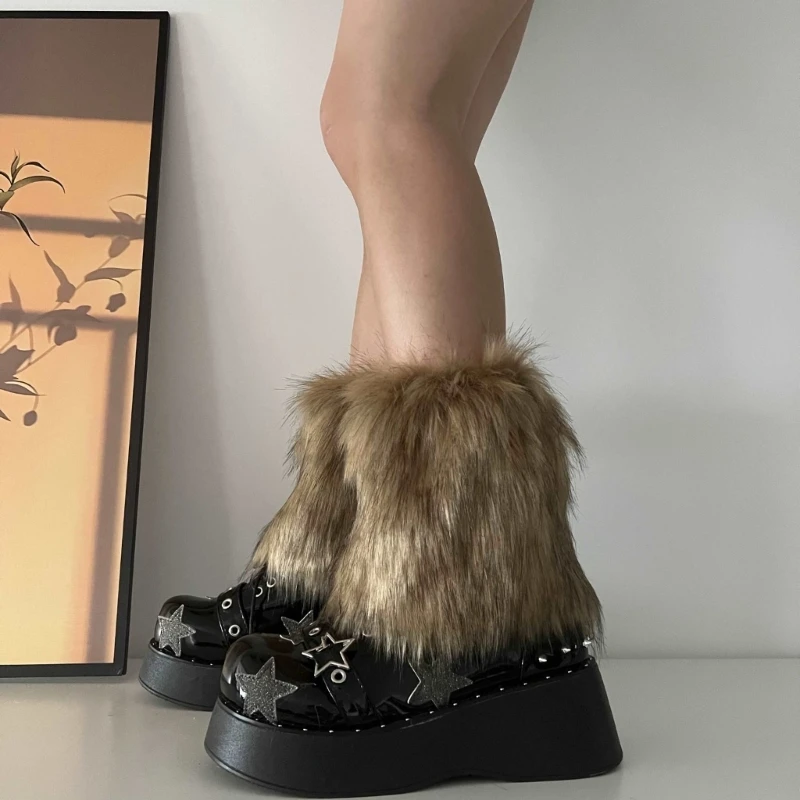 3 цвета, 15 см, утепленные плюшевые гетры из искусственного меха - Фотография_5