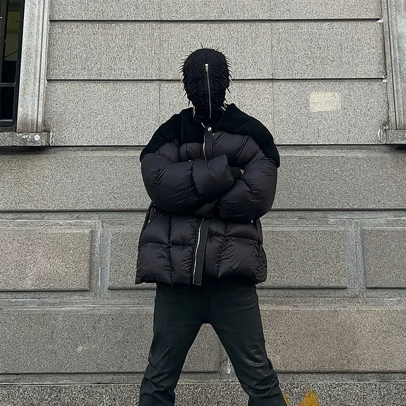 Nigo темный стиль меховой пуховик - Фотография_3