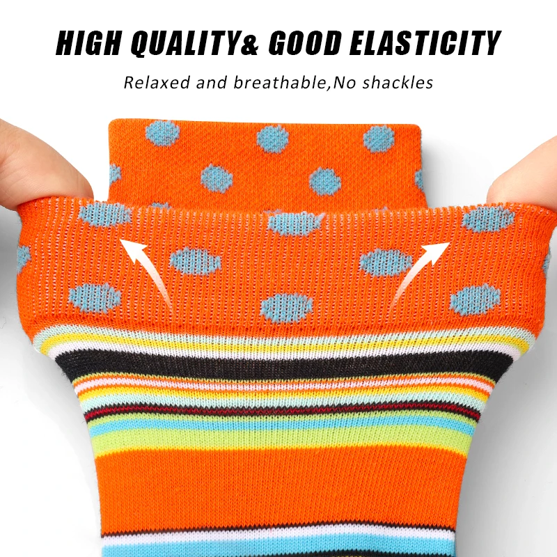 5 пар красочных мужских носков средней длины с геометрическим рисунком - Фотография_5