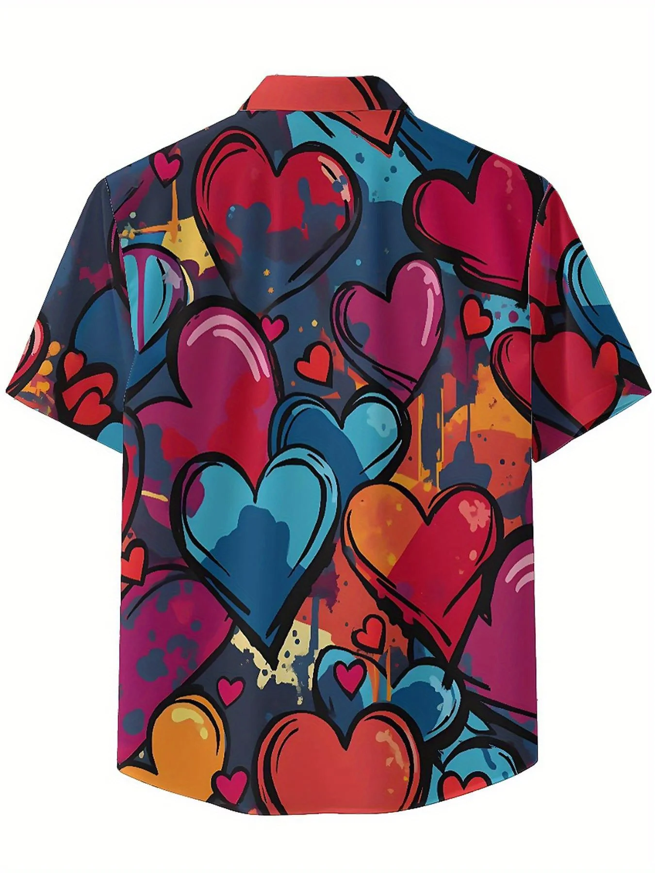 Мужские гавайские рубашки больших размеров с граффити в форме сердца - Фотография_4