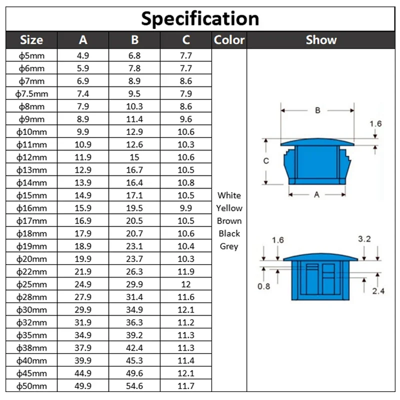 Черные круглые пластиковые заглушки с защелками на отверстиях - Фотография_2