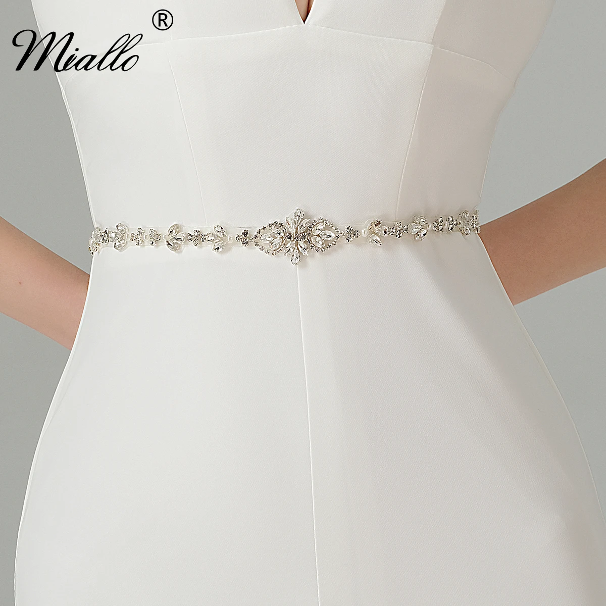 Miallo модный свадебный пояс с серебряными стразами