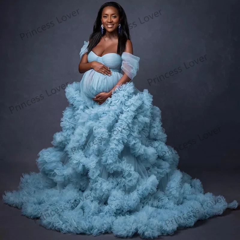 Пыльно-синие платья для беременных для фотографии - Фотография_3