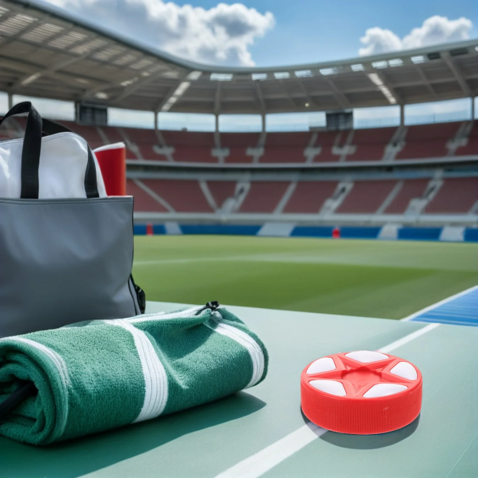 Красная линейная хоккейная шайба - Фотография_4