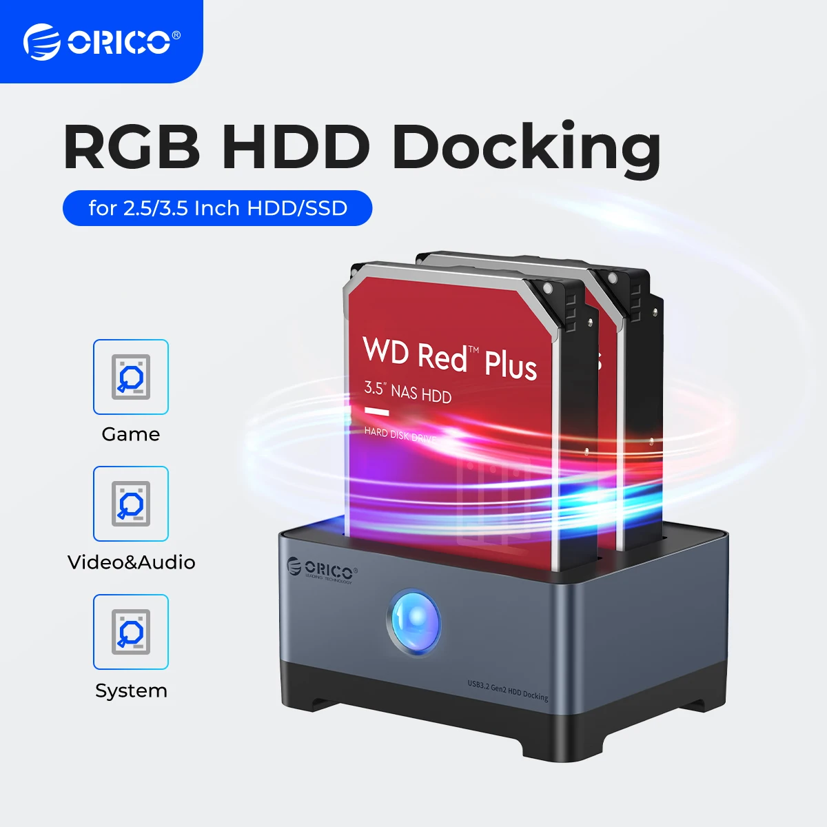 Orico rgb hdd док-станция type-c алюминиевый 2