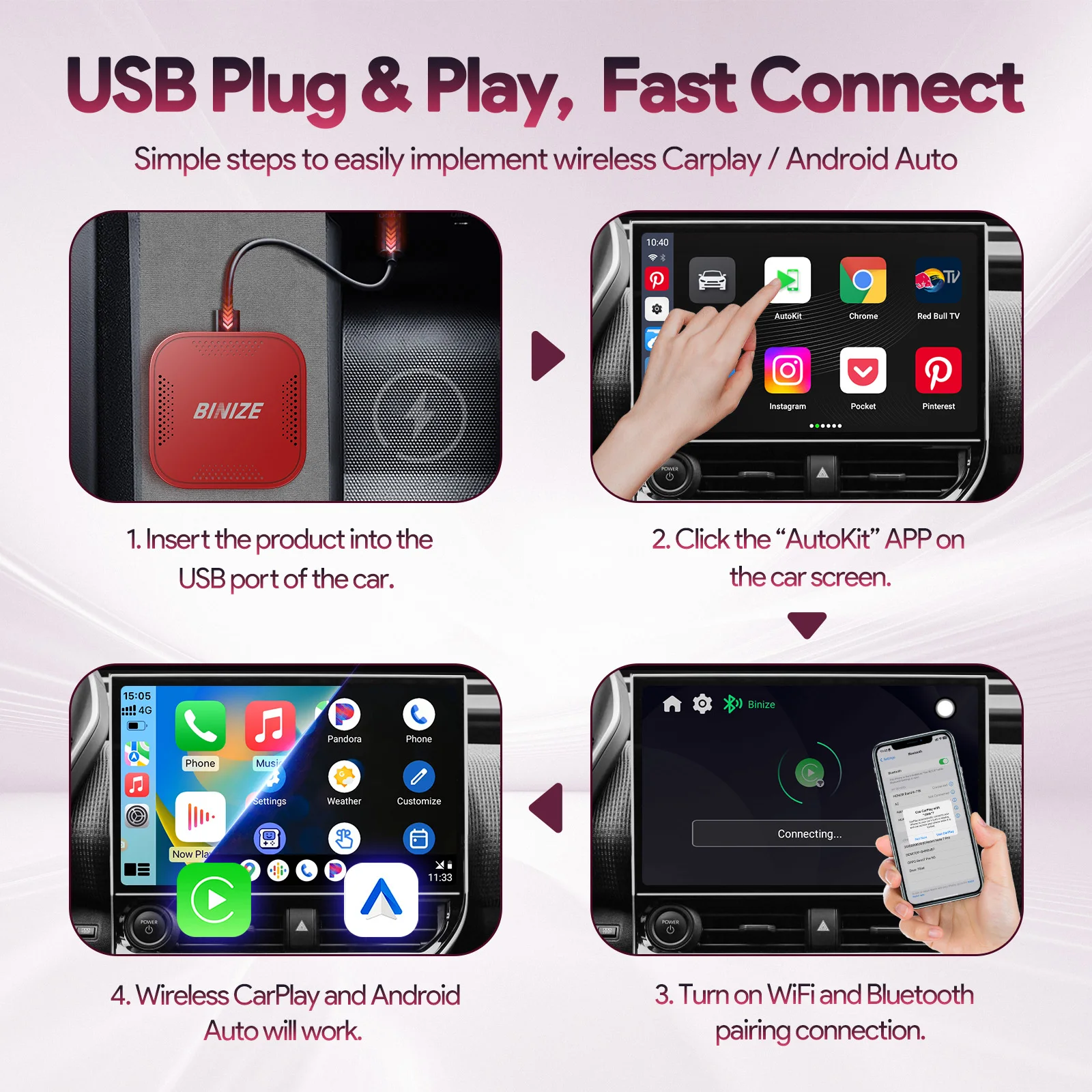 Binize carplay ai box android 13 - Фотография_4