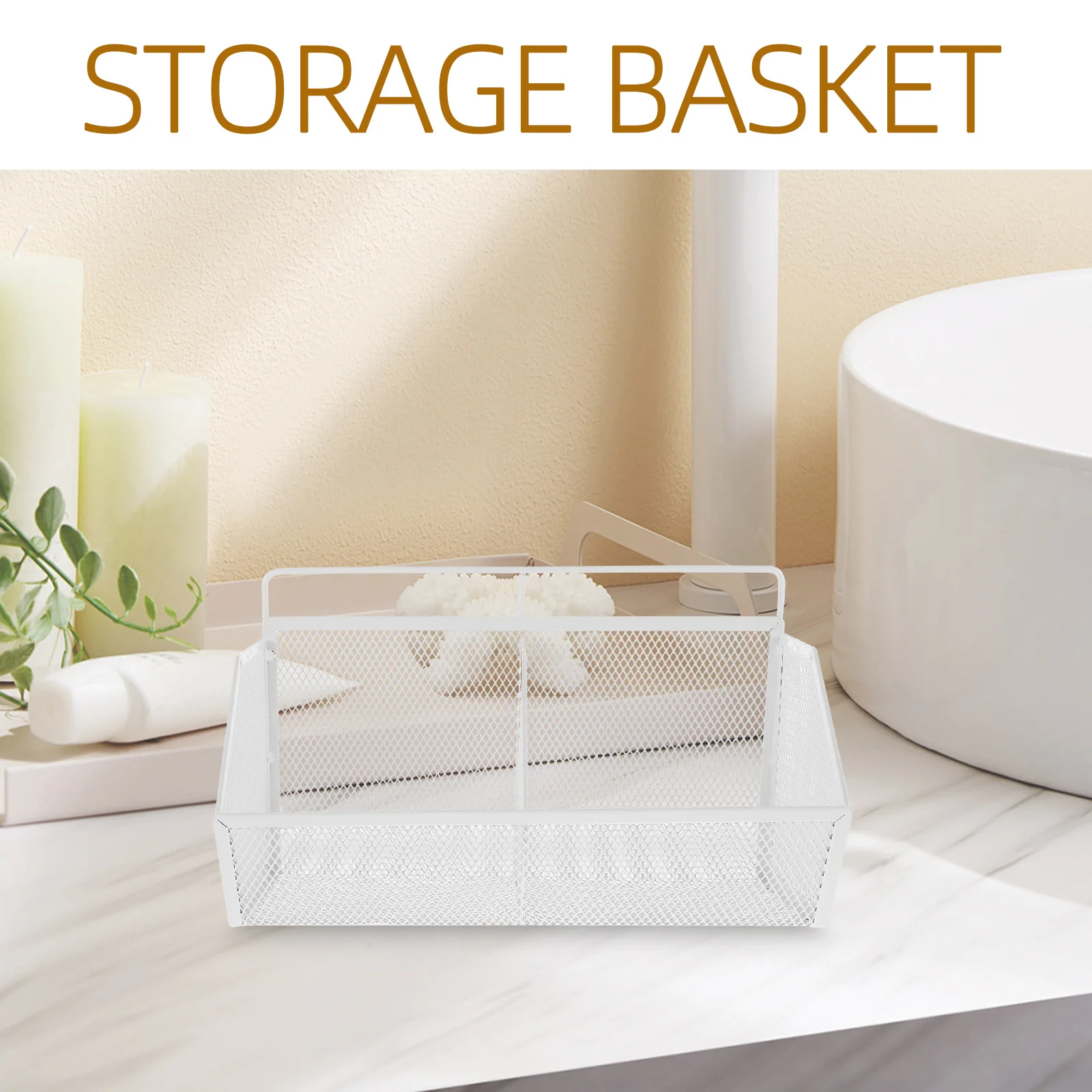 Белый металлический двухсекционный настольный органайзер - Фотография_2