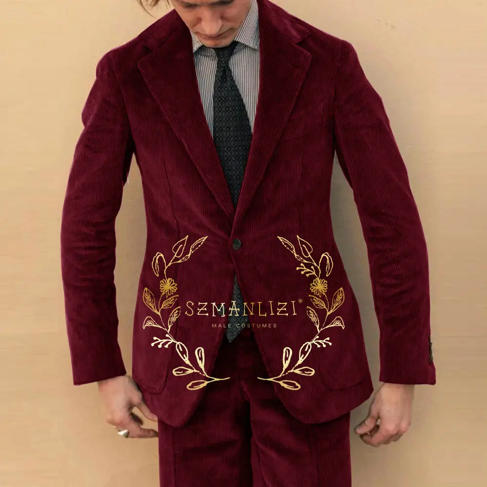 Костюм homme, коричневый вельветовый винтажный мужской костюм - Фотография_3