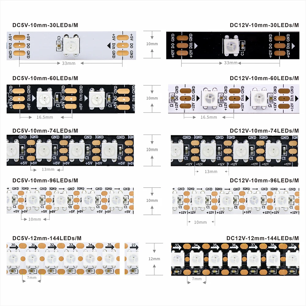 Адресная светодиодная лента ws2812b постоянного тока 5 в/12 в - Фотография_2