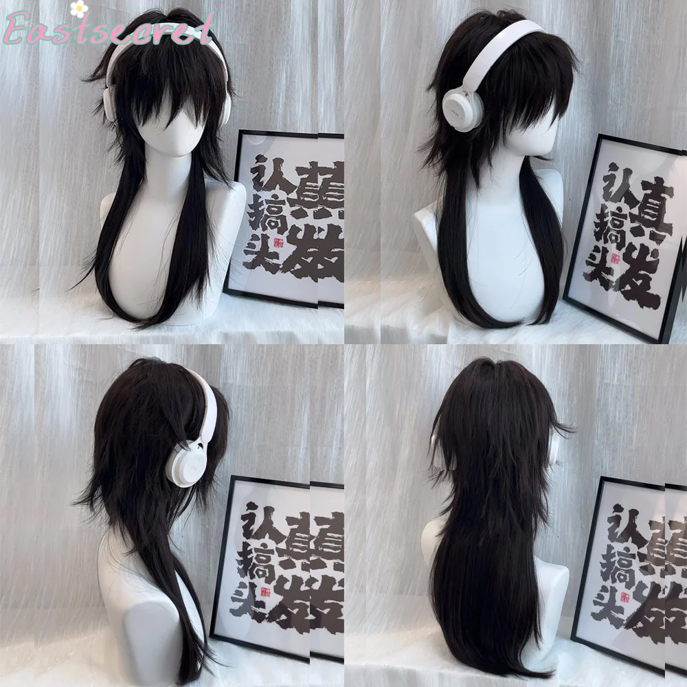 East красный длинный прямой синтетический парик с головой кефали - Фотография_3