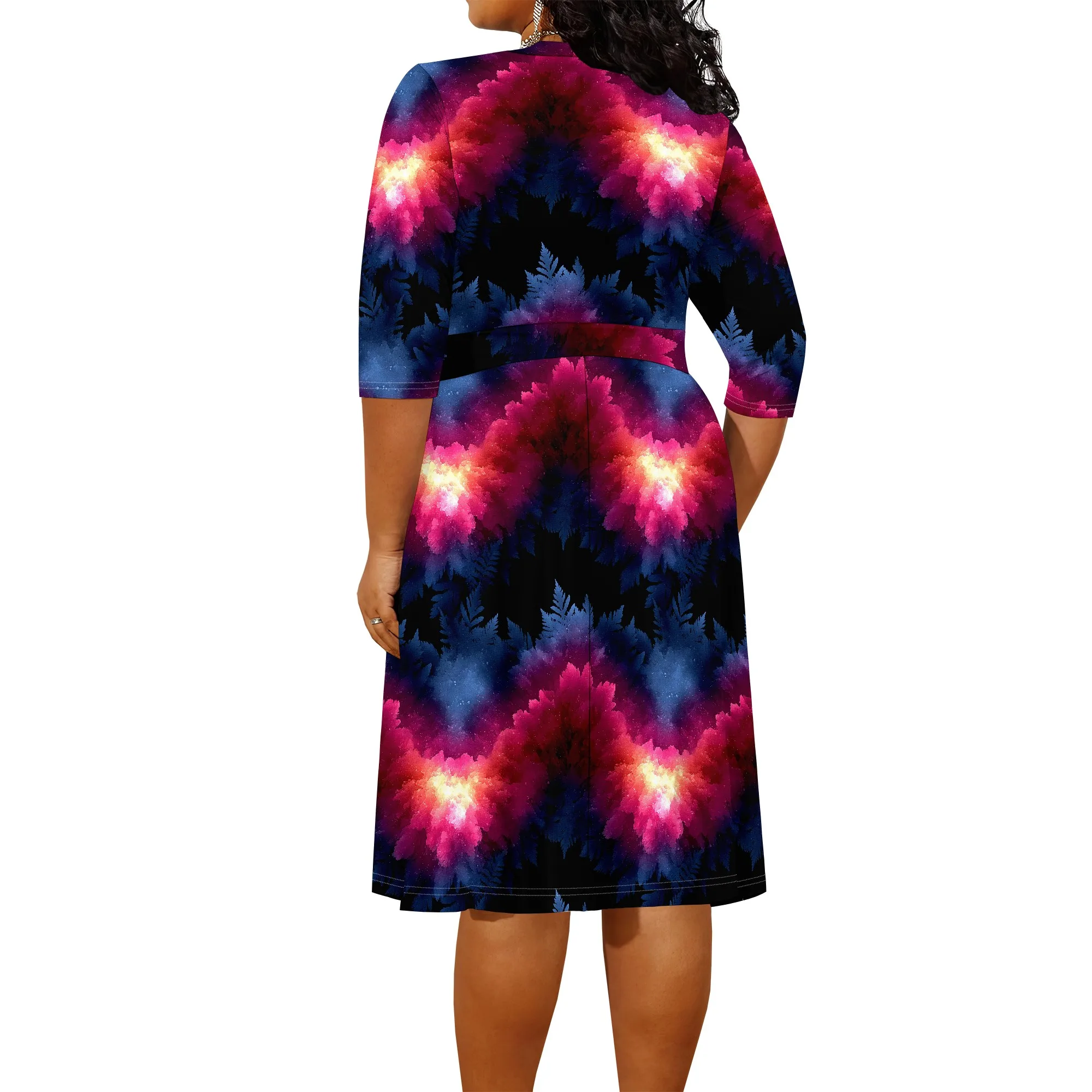 Плюс размер galaxy wrap dress для - Фотография_4