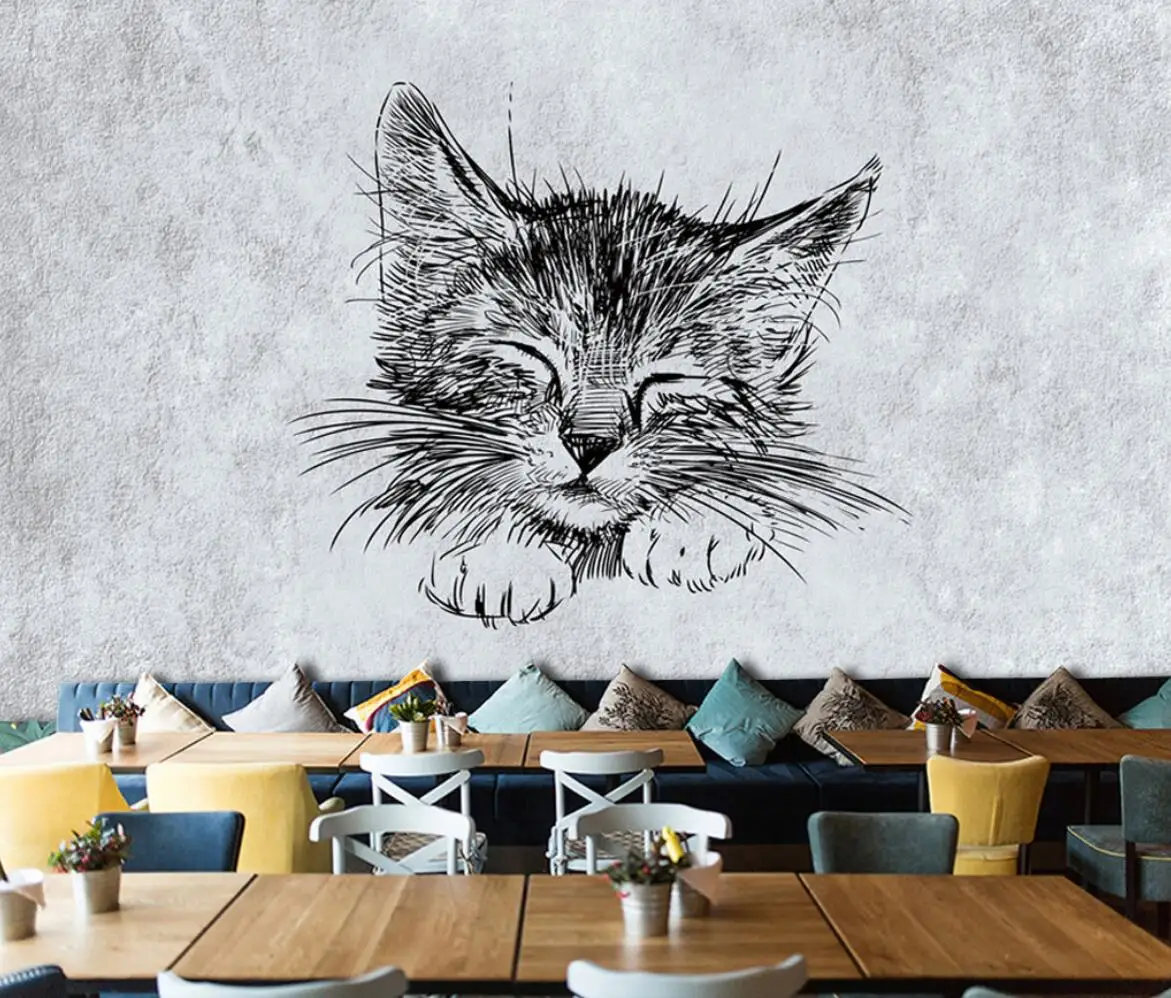 3d обои с милым котом для украшения детской комнаты - Фотография_4