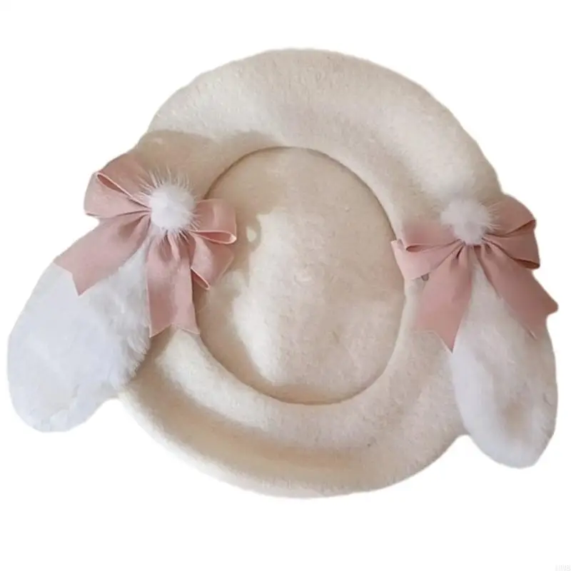 Плюшевые береты с заячьими ушками для девочек