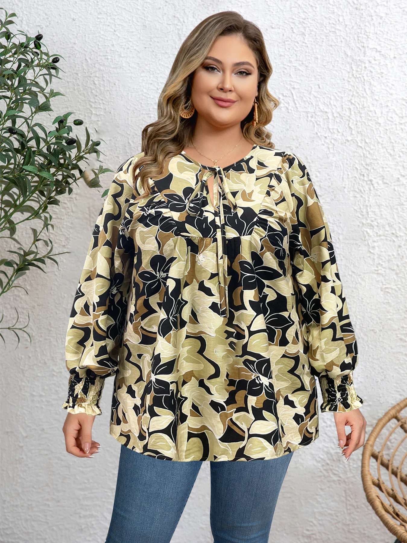 【большой размер】женская рубашка в отпускном стиле - Фотография_4