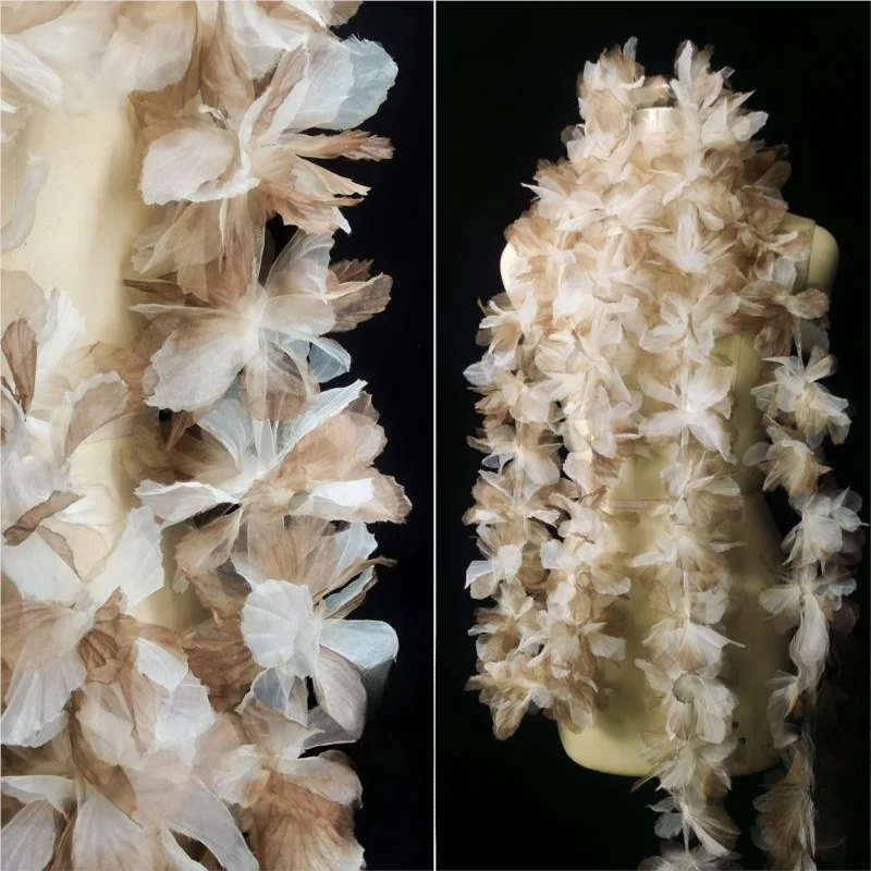 Коричневая трехмерная градиентная пряжа с несколькими листьями цветов