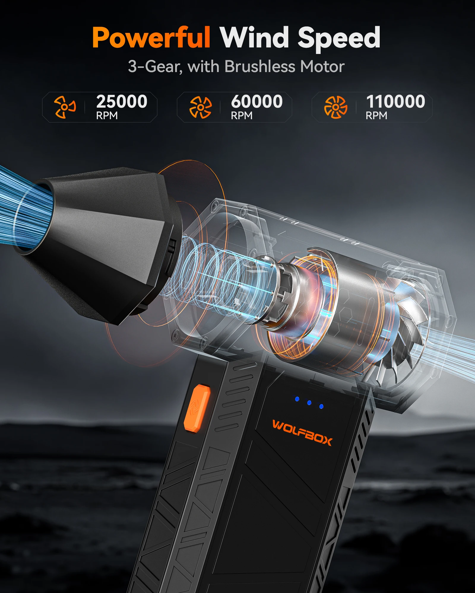 Wolfbox mf50 электрическая воздуходувка- 110000 супермощность об/мин - Фотография_2