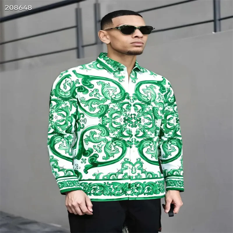 Мужская легкая роскошная 3d-рубашка с длинными рукавами - Фотография_5