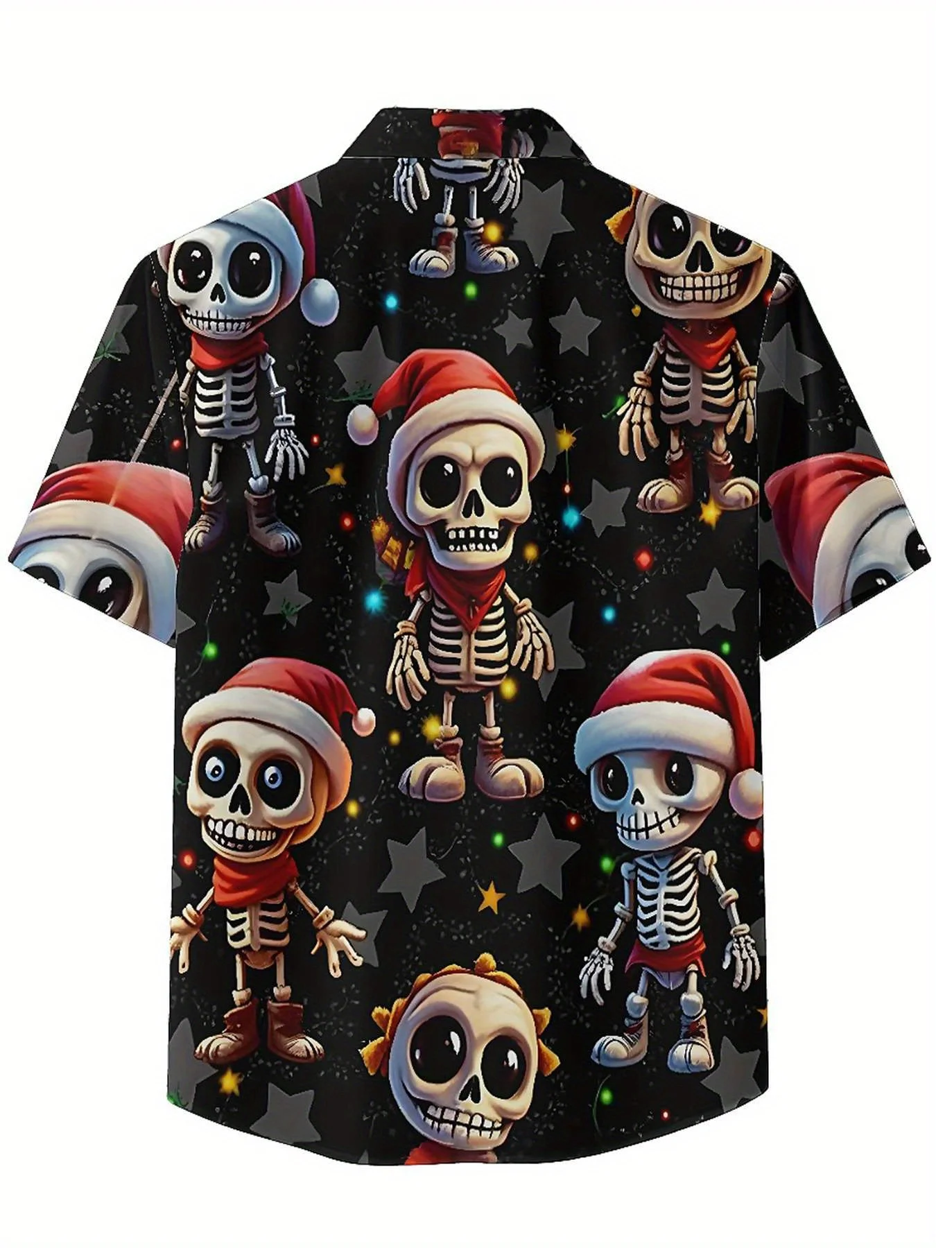 Мужские гавайские рубашки больших размеров с рисунком черепа на хэллоуин - Фотография_3