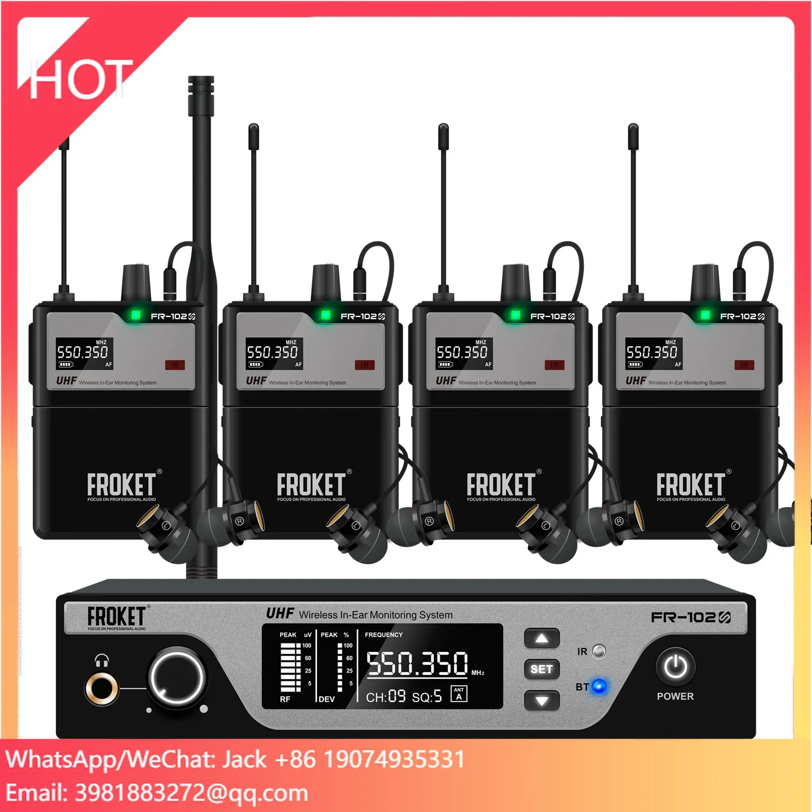 Портативная 4-канальная беспроводная наушная система fr-102