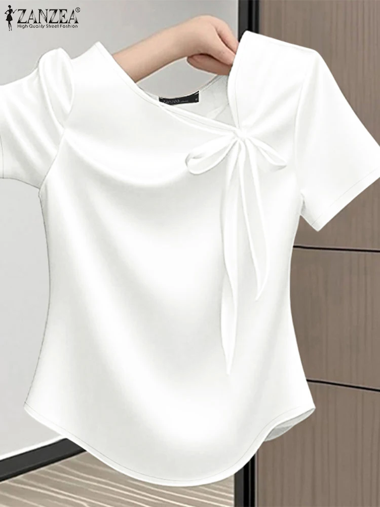 Zanzea, стильные атласные блузки с асимметричным вырезом