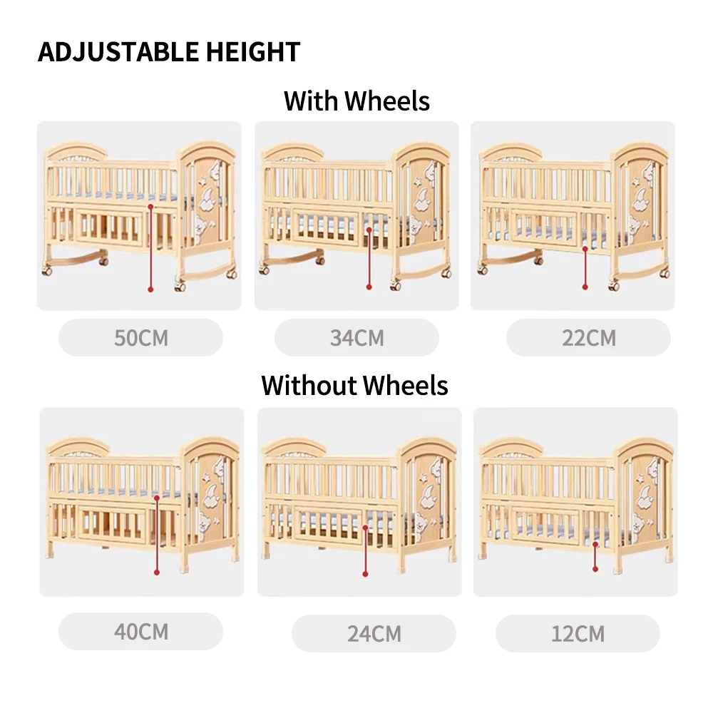 Новая трансформируемая детская кроватка-качалка из цельного дерева - Фотография_2
