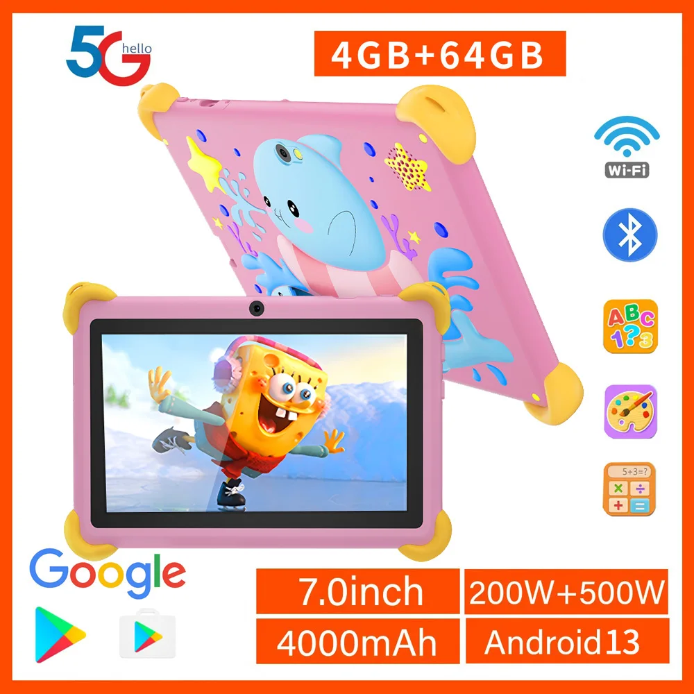 Новый 7-дюймовый планшетный пк android 13 4 гб озу 64 гб пзу 5g wi-fi