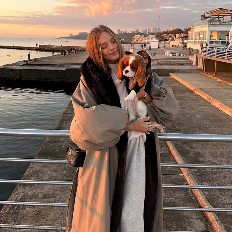 Длинное пальто оверсайз для женщин - Фотография_4