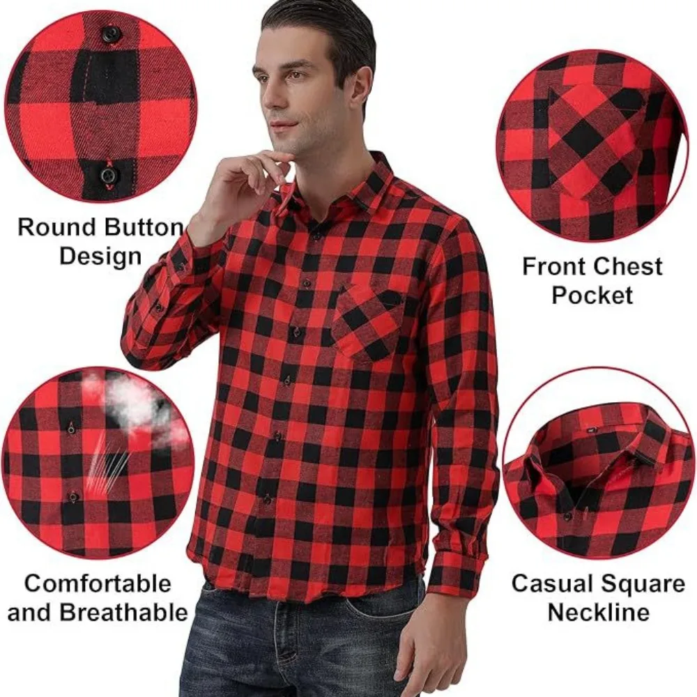 Персонализированная новая клетчатая мужская рубашка с длинными рукавами - Фотография_5