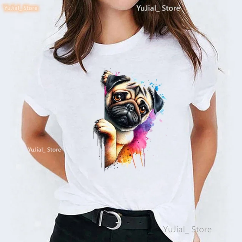 Футболка женская с принтом «мопса» - Фотография_3