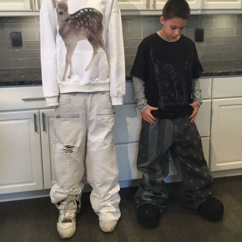 Y2k ретро байкерские джинсовые брюки с карманами на молнии - Фотография_5