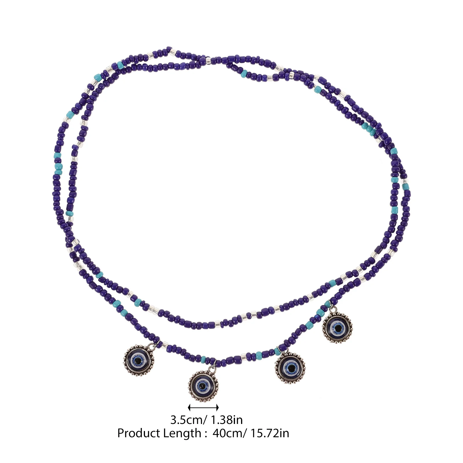 Женская поясная цепочка из бисера с голубыми глазами - Фотография_5