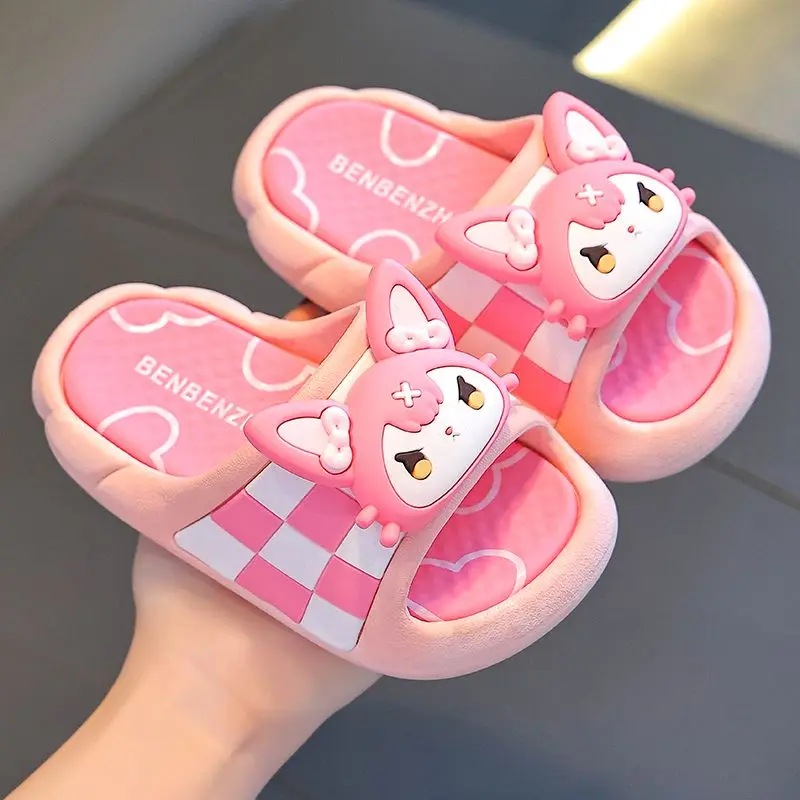 Летние детские тапочки kawaii sanrio kuromi в стиле аниме - Фотография_3