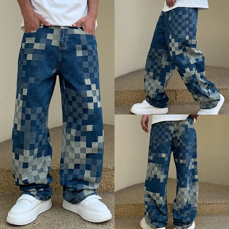 Мозаичные шахматные джинсы