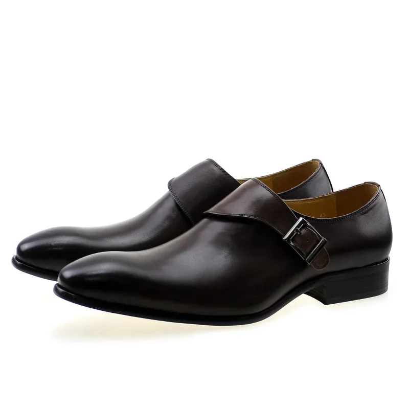 Мужские модельные туфли из натуральной кожи с ремешком-монах - Фотография_2
