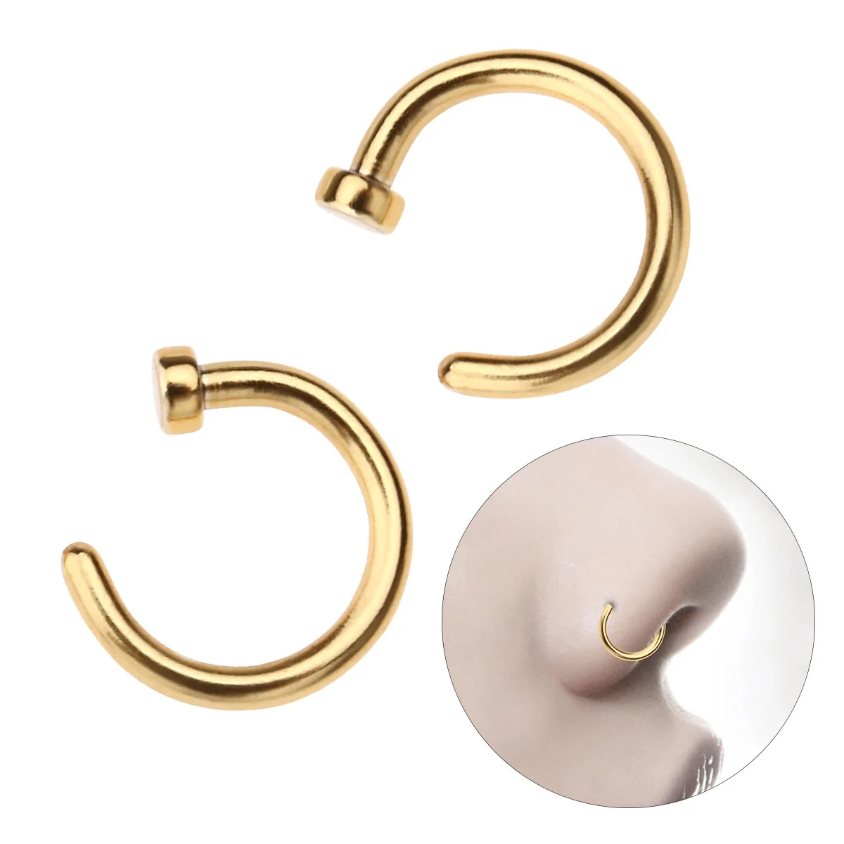 Золотое кольцо-обруч для носа 6 мм - Фотография_3