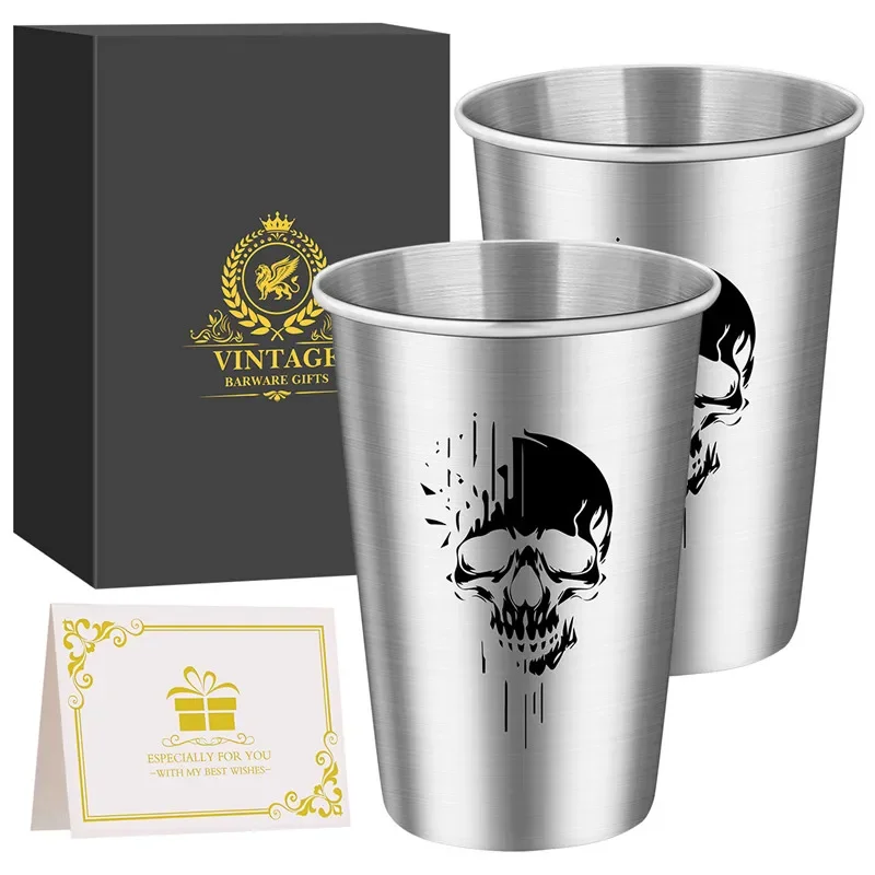Чашка для пива из нержавеющей стали с головой черепа - Фотография_3