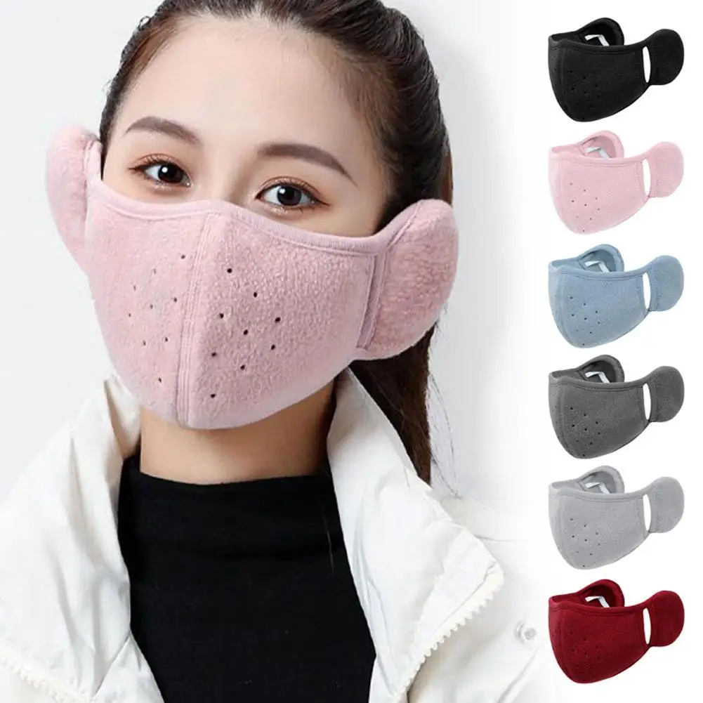 Winter warm face mask with earmuffs