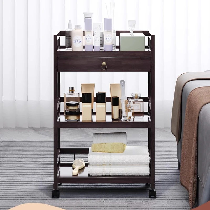 Бамбуковая тележка на колесиках для салона красоты