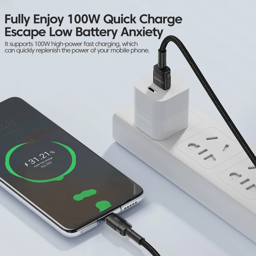 Toocki 100w 6a usb c кабель для - Фотография_2
