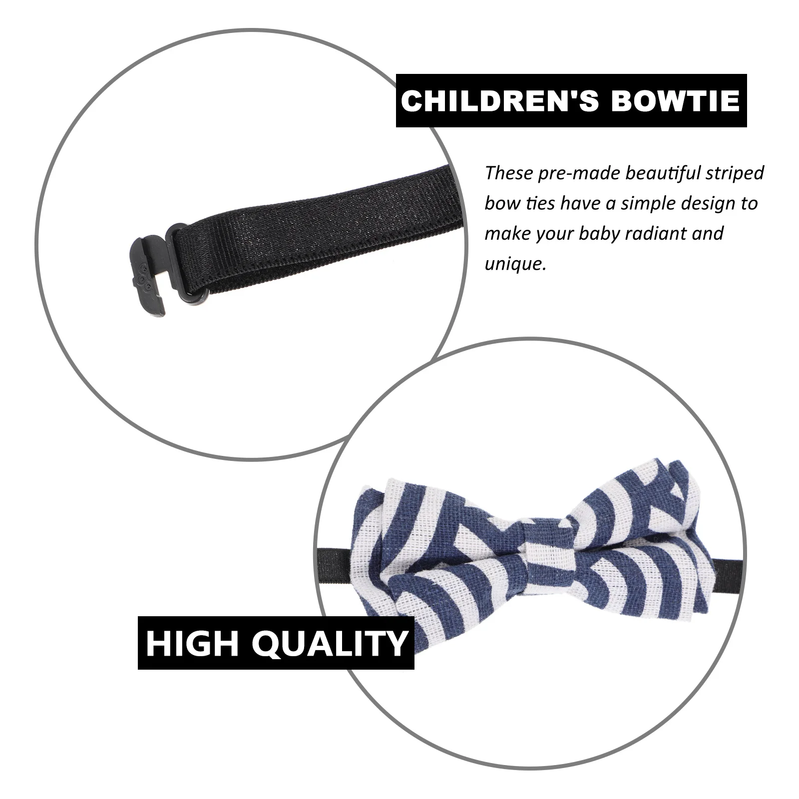 Сине-белый полосатый детский галстук-бабочка