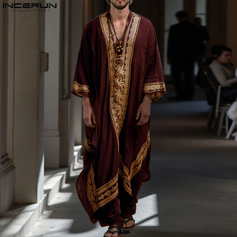 Incerun мужчины jubba thobe печворк - Фотография_4