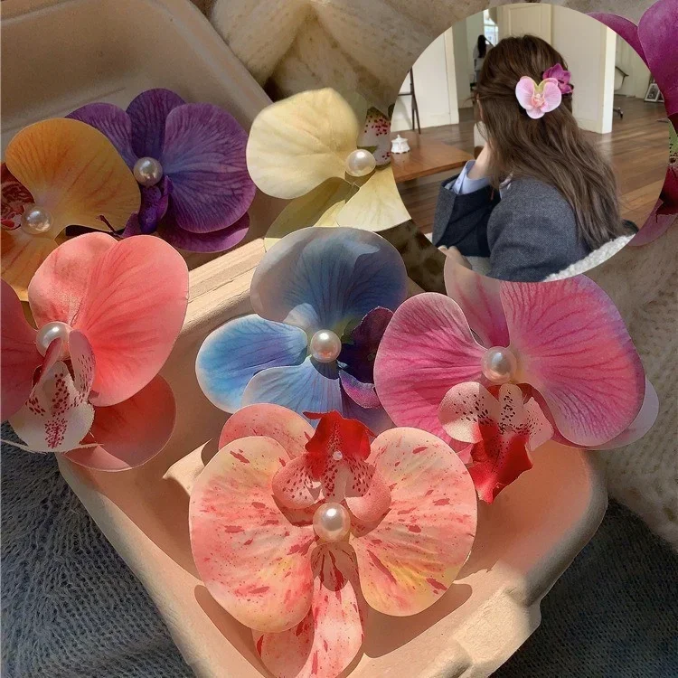 Заколка для волос с жемчугом phalaenopsis