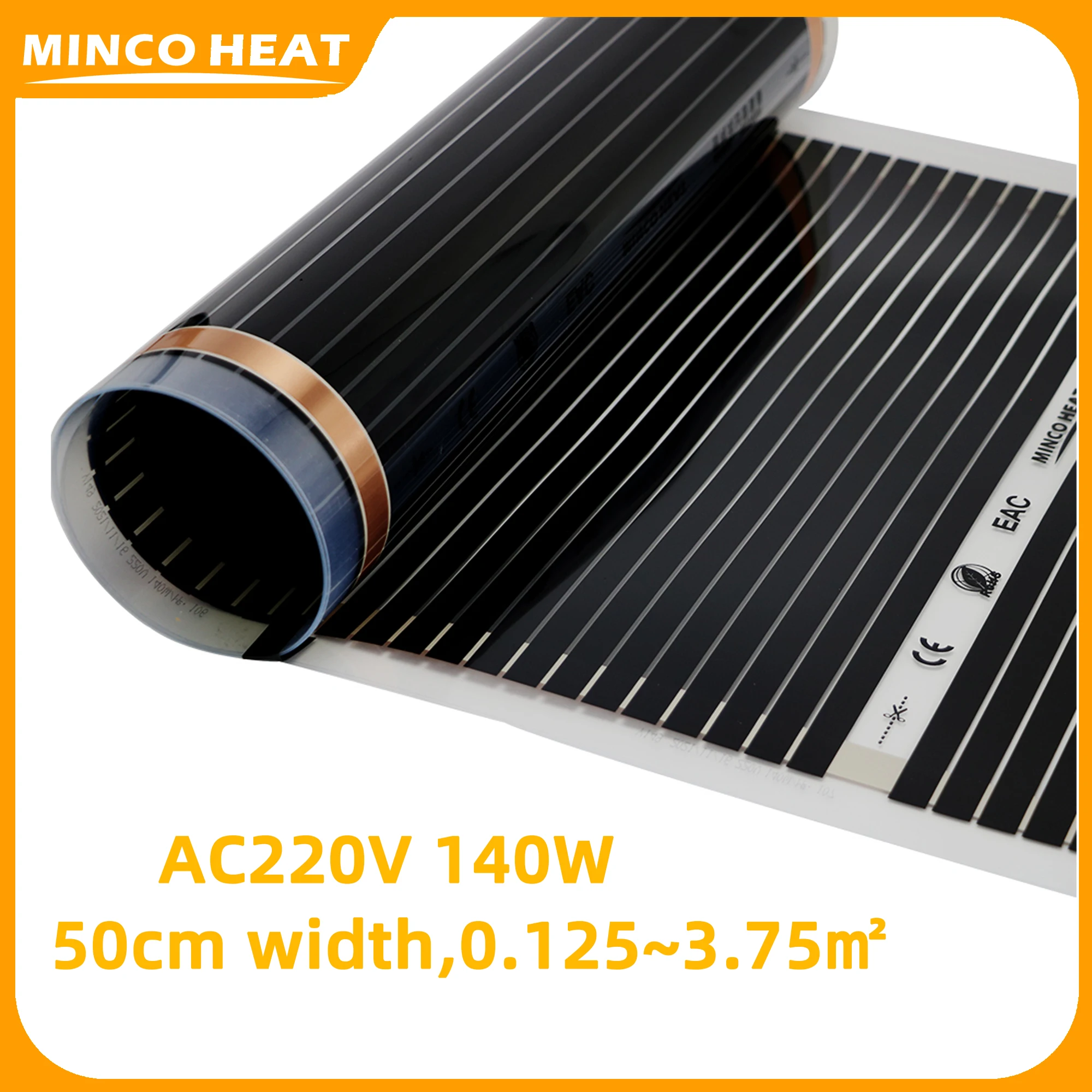Minco heat 220 в 140 вт/м2 инфракрасная нагревательная пленка для дома - Фотография_6