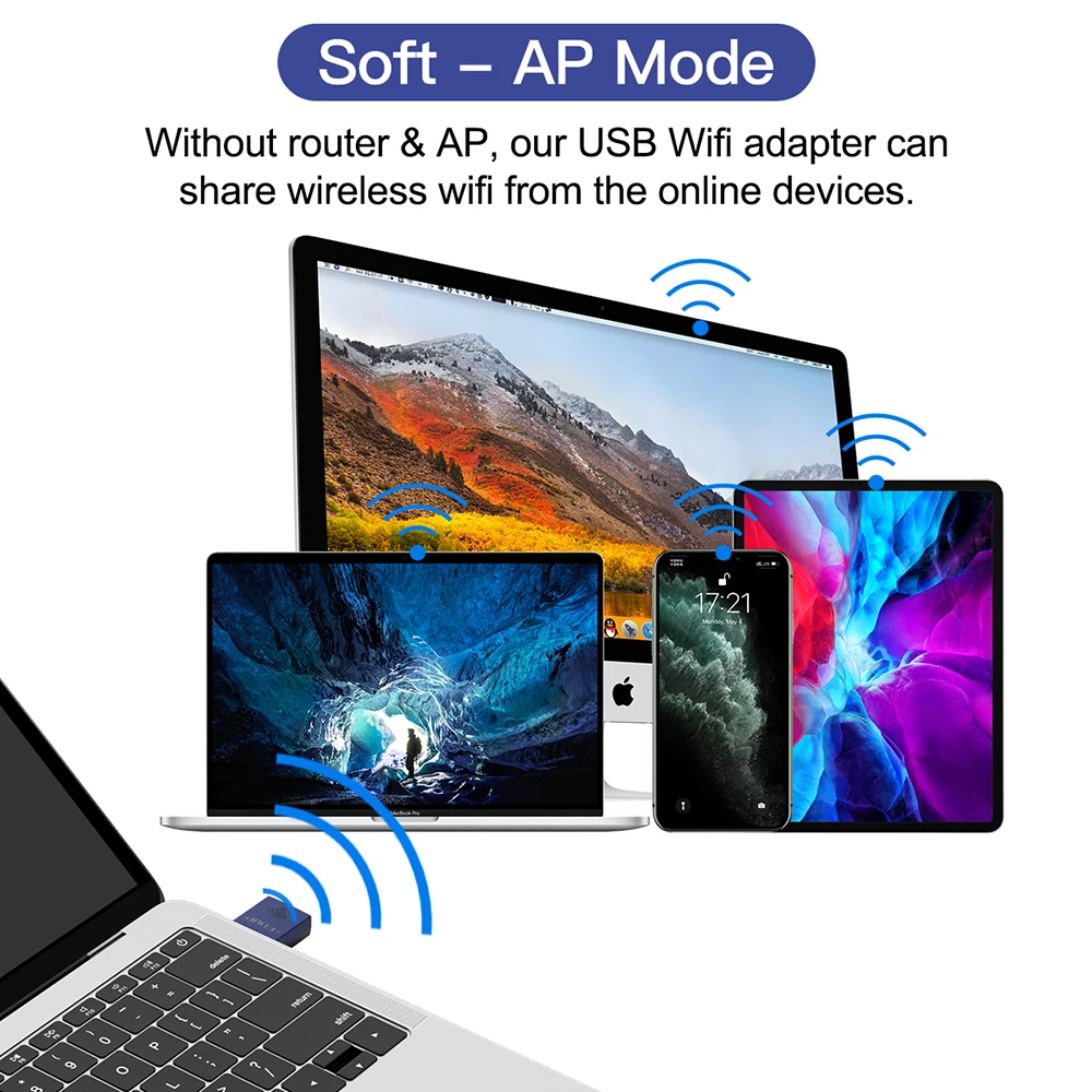 Мини-wi-fi-адаптер usb2.0 bluetooth4.0 wi-fi беспроводная сетевая карта 2 - Фотография_3